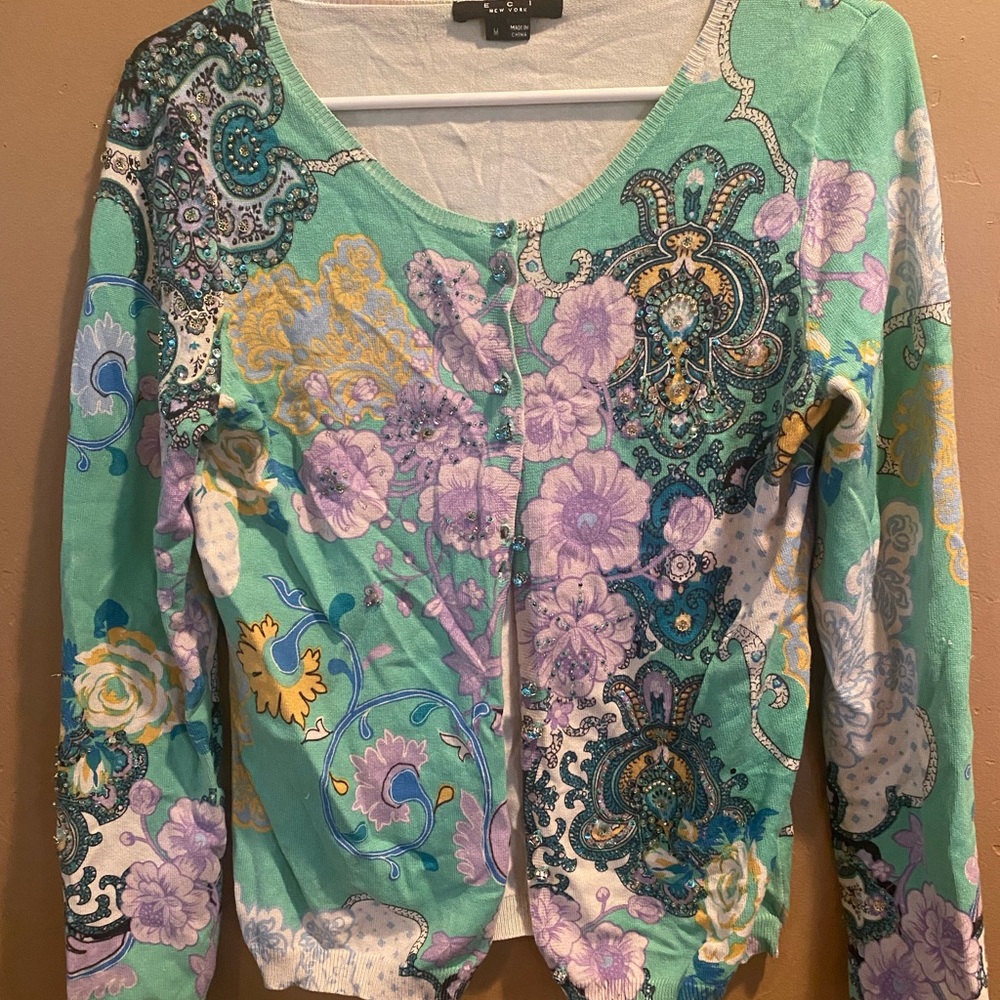 ECI New York Stunning Cardigan with Beautiful Beadwork Size M